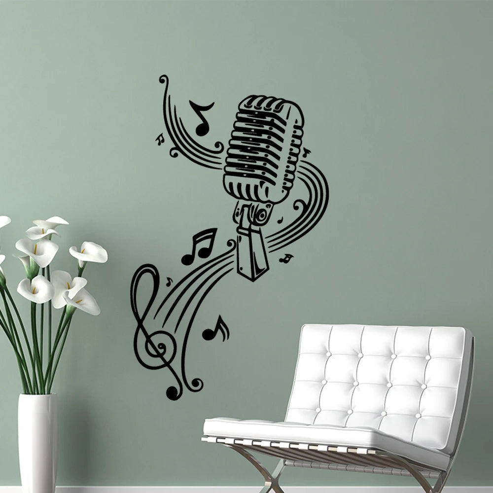 sticker mural notes musicales texte médicament esprit noir moderne décoration chambre salon
