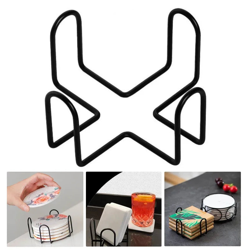 support sous verre silicone carré moderne noir dessous verre motifs colorés structure métallique respectueux