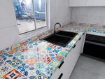 papier peint autocollant multicolore moderne motifs géométriques floraux imperméable résistant l'huile 40cmX10m