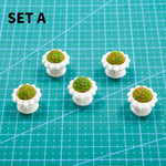 miniature pots fleurs blanc détails relief décoration jardin diy artificiels