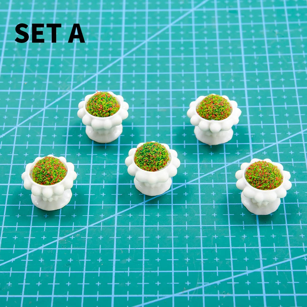 miniature pots fleurs blanc détails relief décoration jardin diy artificiels