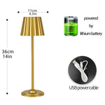 lampe table dorée plissée moderne batterie led rechargeable 5v cem rohs