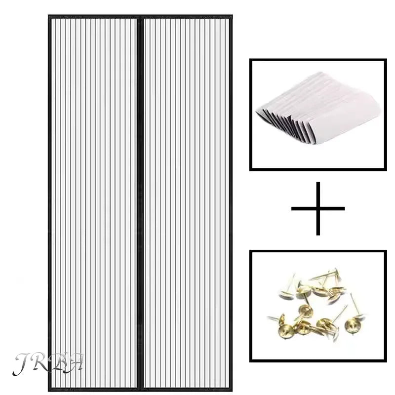 rideau porte anti moustiques noir maille fine moderne velcro transparent 90x210cm