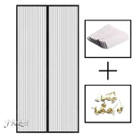 rideau porte anti moustiques noir maille fine moderne velcro transparent 90x210cm