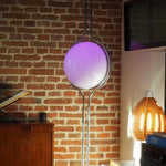 lampe sol moderne minimaliste blanc chrome boule acrylique translucent DEL interruptron haut bas vde