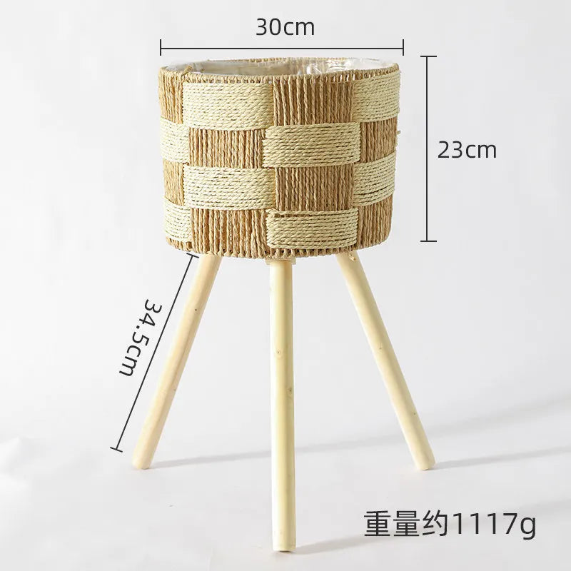 paniers pieds tressés moderne rustique plantes artificielles naturel beige clairextérieur patio jardin