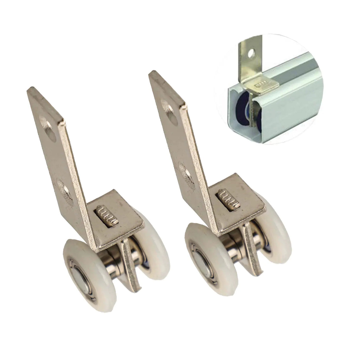 roulette porte coulissante argentée blanche moderne fixations incluses lisse quincailleries armoires