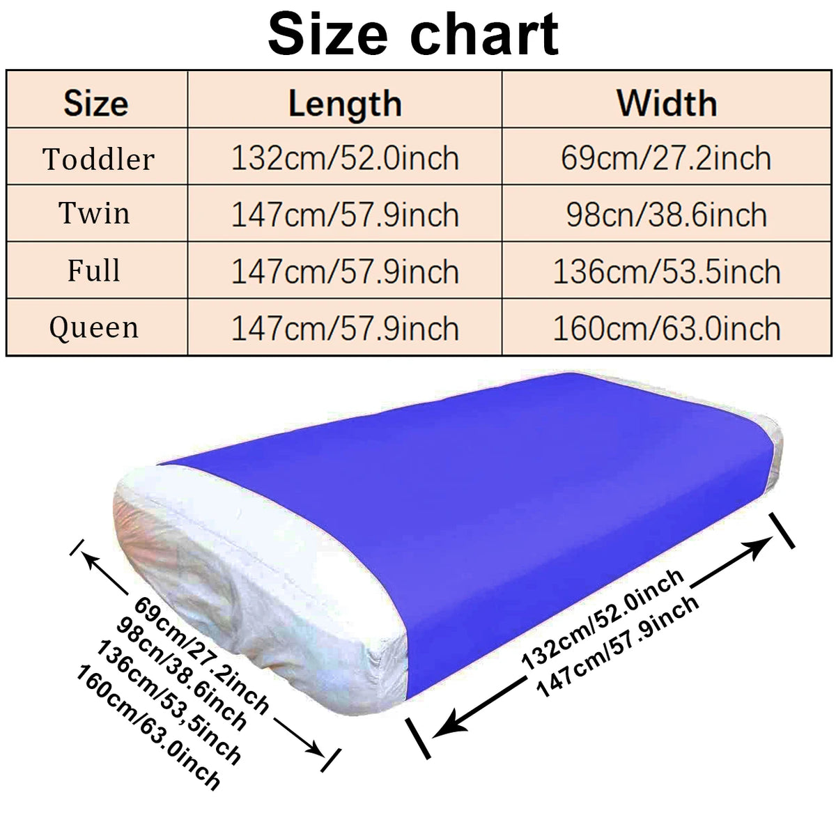 couverture sommeil bleu uni moderne enfant adulte polyester lit 132cm 69cm