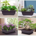 pot plantes rectangulaire moderne marron foncé grille drainage support base plastique