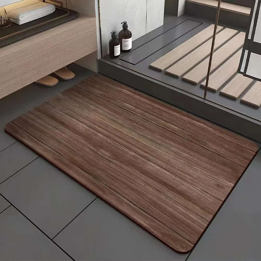 tapis sol salle bain cuisine absorbant séchage rapide antidérapant motif rayures beige moderne