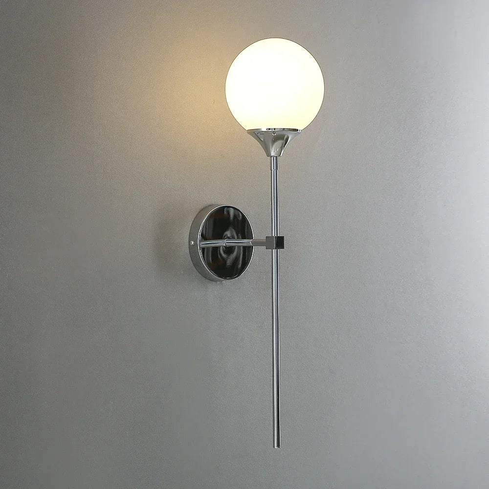 applique murale moderne sphère verre argentée dorée chambre salon