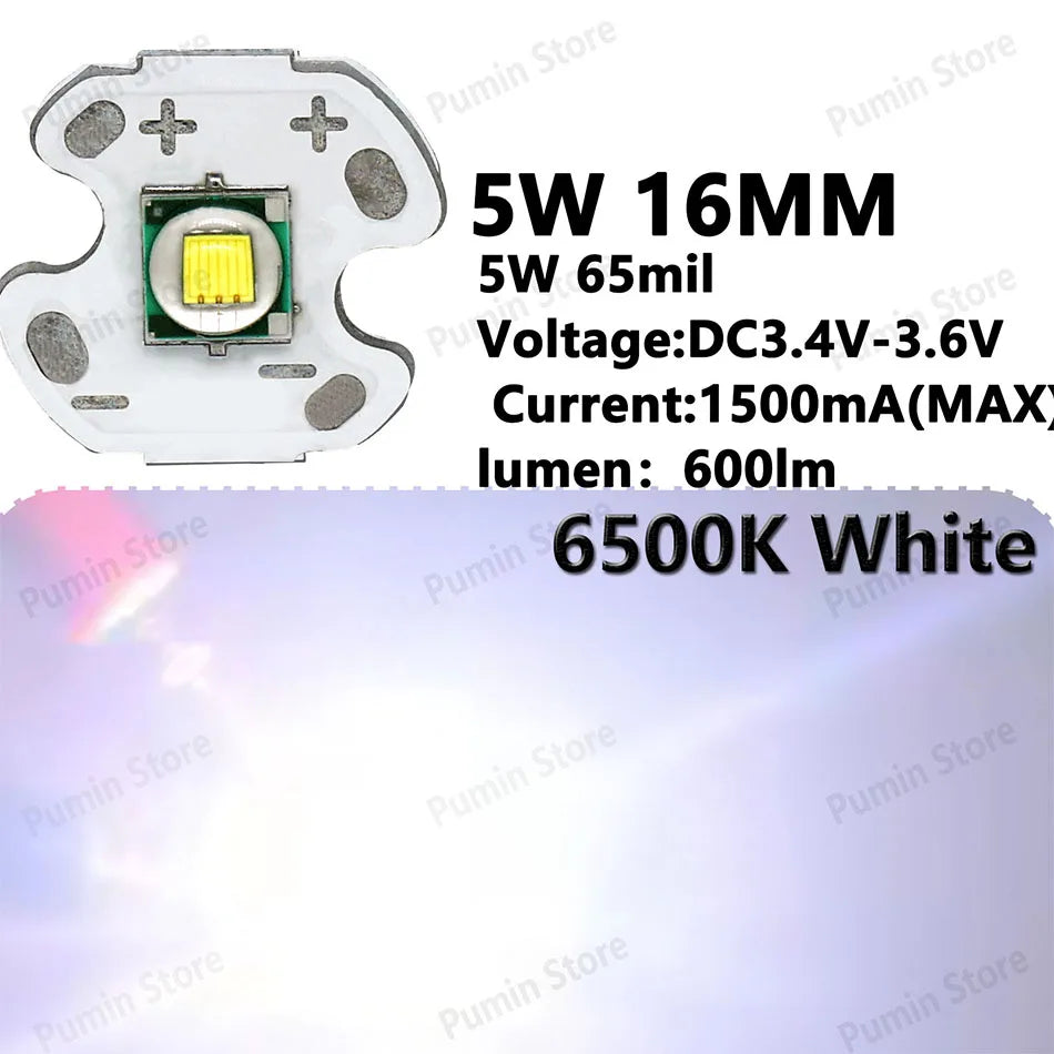 LED haute puissance 1W 3W 5W 10W blanc froide 16mm 20mm éclairage vélo phare