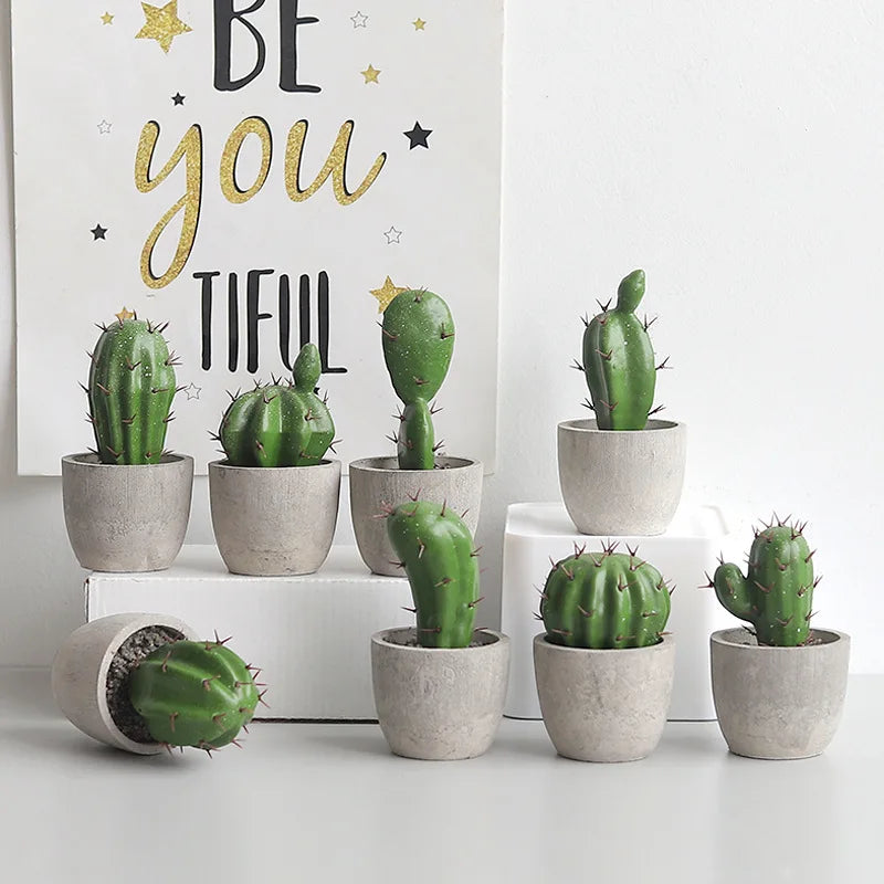 décoration intérieure cactus artificiel vert moderne pot gravier salon 11.1cm