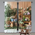 rideau pâques multicolore lapins fleurs opacité 100 polyester 75x166cm 105x230cm 130x210cm pastoral