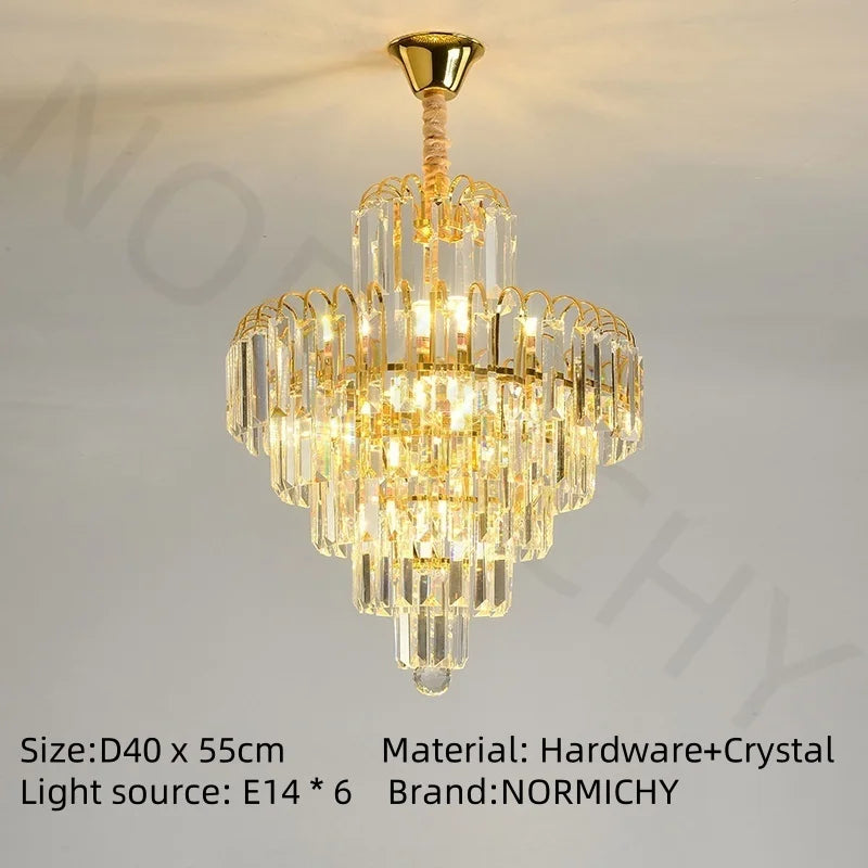 lustre pendentif cristal doré transparentes classique chambre salon