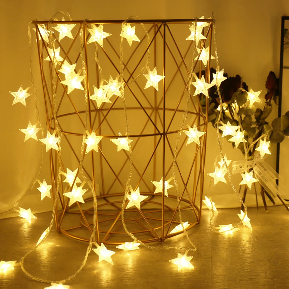 guirlande lumineuse led étoiles blanches décoration extérieur jardin mariage fête maison usb moderne blanc