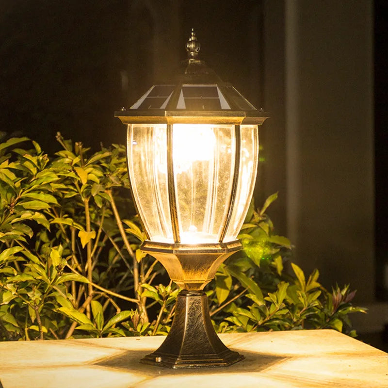 lampe solaire dorée led transparente classique extérieure étanche jardin moderne