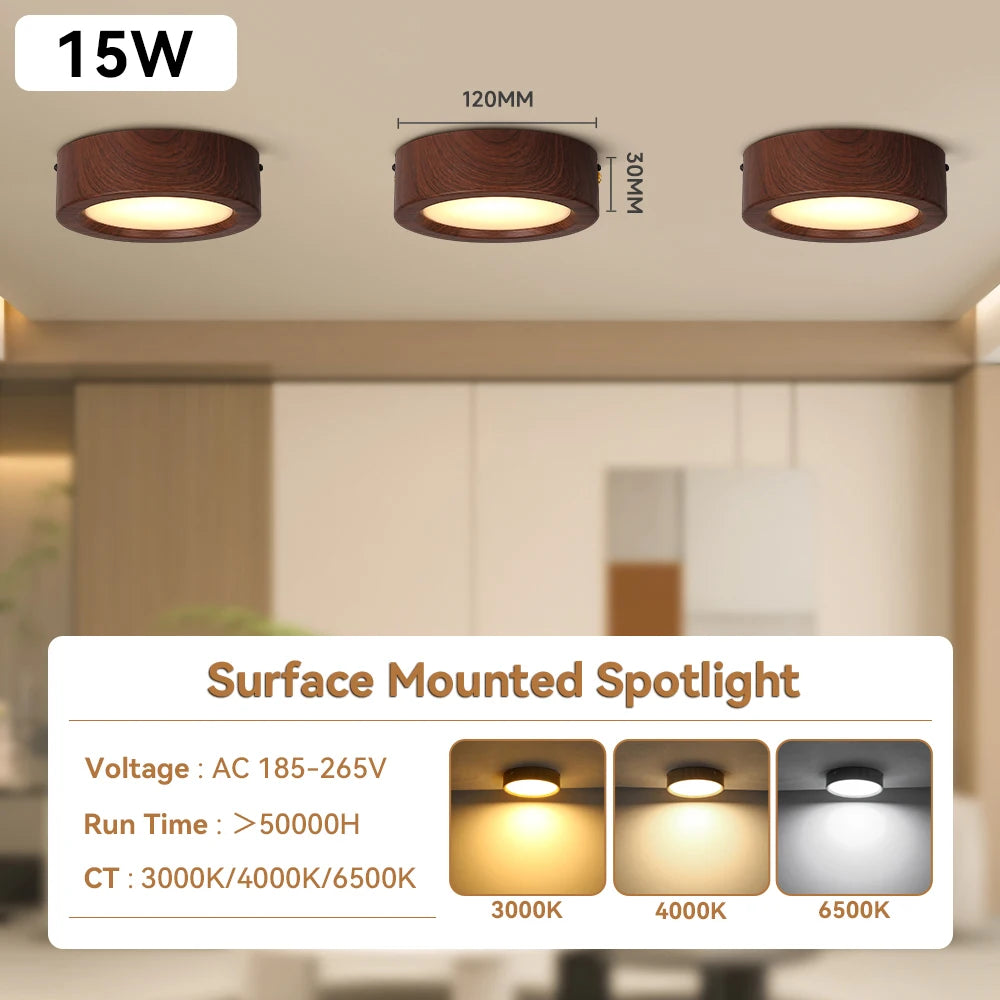lampe led encastrable bois grain moderne salon cuisine 220v toucher interrupteur walnut blanc