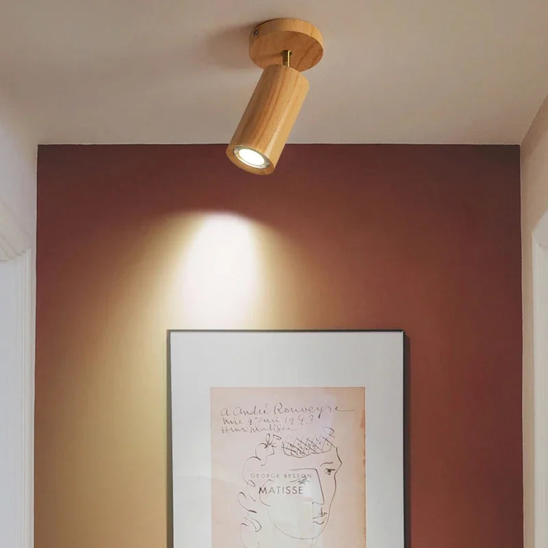 lampe spots bois naturel moderne murale éclairage maison entrée 90 260V LED