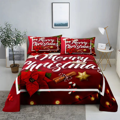 Parure de lit Noël 3D Père Noël rouge sur un lit King size