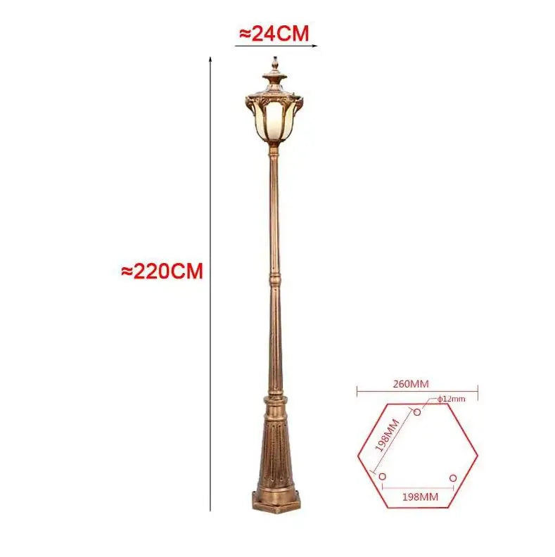 lampadaire led extérieur vintage fer noir or classique ip65 flux lumineux moins 60