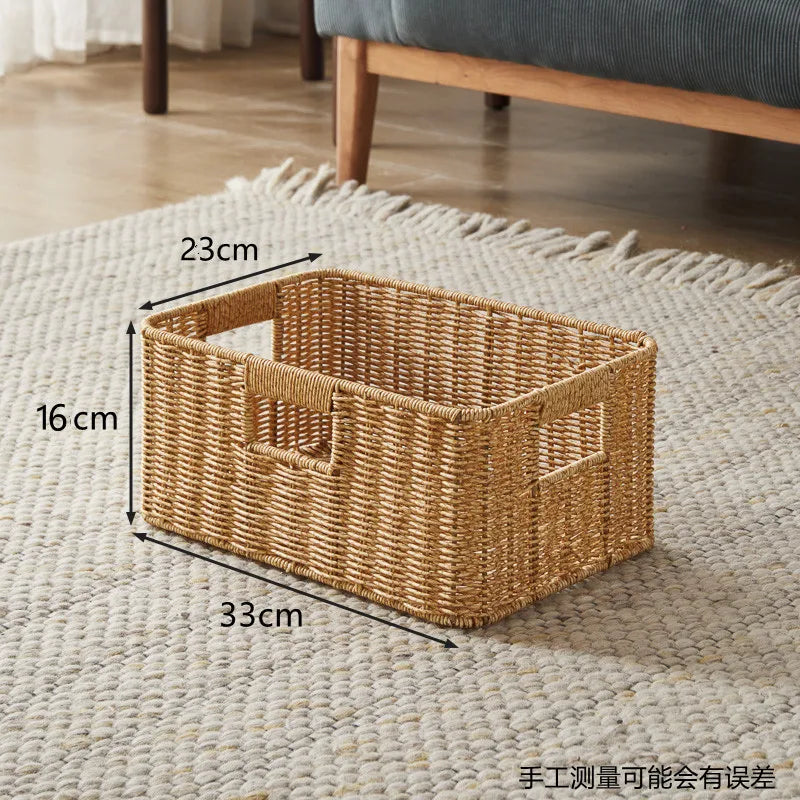 panier rangement rotin marron clair rustique salle bain salon