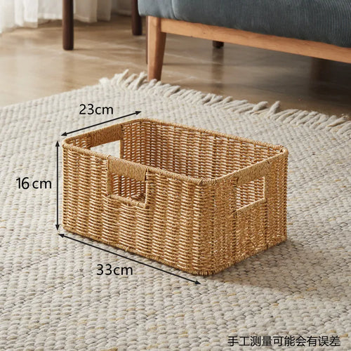 panier rangement rotin marron clair rustique salle bain salon