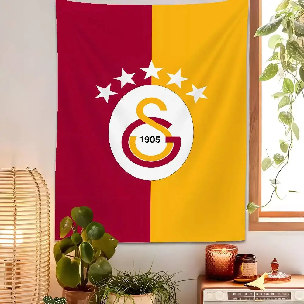tapisserie murale graphique moderne logo étoiles rouge bordeaux jaune doré chambre enfants décoration maison