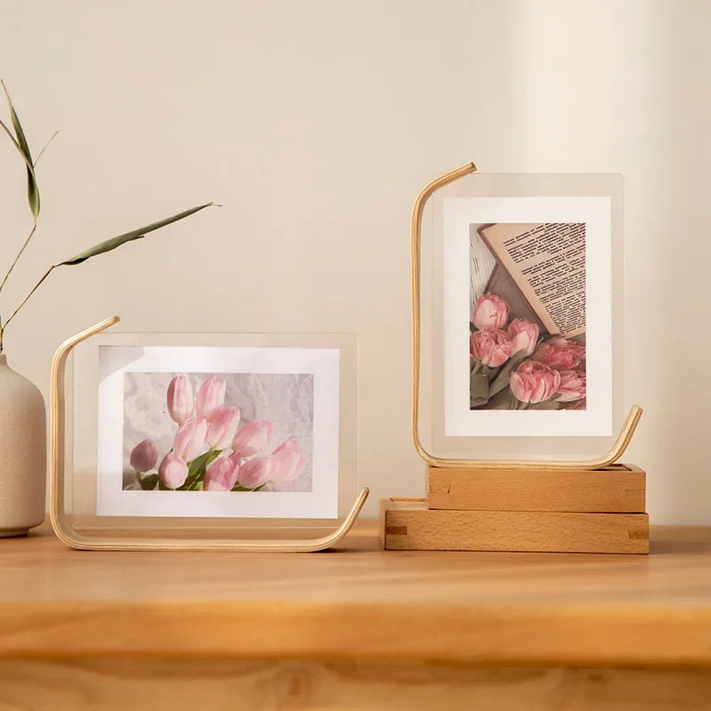 cadres photo modernes bois clair marron transparent minimaliste