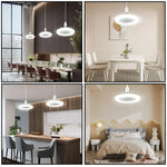 ventilateur lampe led e27 moderne télécommande blanc grille trois vitesses timer