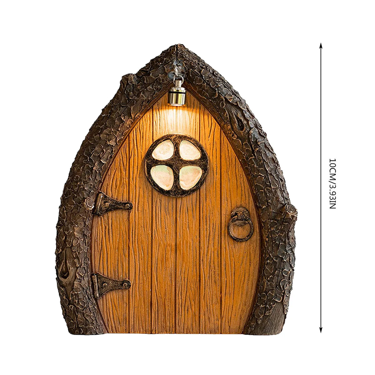 porte fée résine jaune rouge bleu arc ciel texture bois fantaisie extérieure décoration jardin