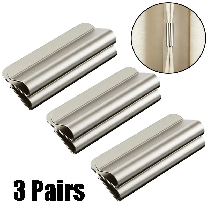 clips magnétiques rideaux argenté lisse brillant modernes fixations sans perçage paires support rideaux réutilisable