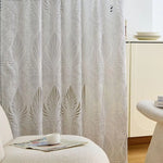 rideau gris feuilles stylisées semi transparent moderne salon polyester