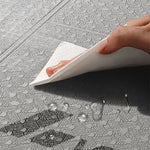 tapis yoga pliable bleu foncé vert gris motif chaines ondulé minimaliste modernité 61x183cm 30x36cm