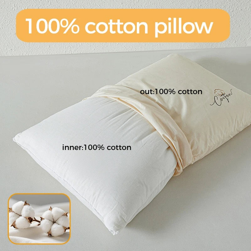 oreiller coton doux confortable carré uni blanc beige lit maison