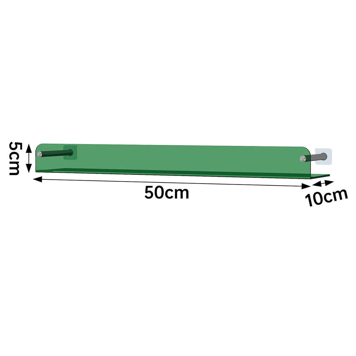 étagère murale transparente moderne salle bain minimaliste couleurs bleu rouge vert fixations métalliques flacons
