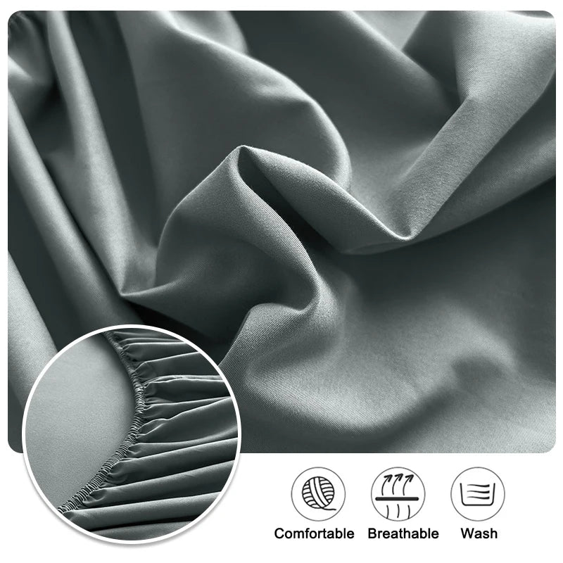 housse lit extensible élastique polyester violet bleu marine gris moderne minimaliste taie oreiller