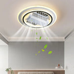 ventilateur lumiere moderne minimaliste concentrique blanc argenté led intelligent