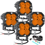 feux travail led 30w noir orange quadrillé combo spot flood vtt suv moto