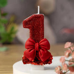 bougies numérotées pailletées rouges décoratives anniversaire cire paraffine boîte rangement support rond couteau blanc