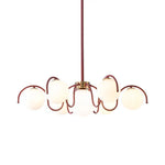 suspension lumineuse rouge moderne sphères translucides scandinave spiral métal opaque led