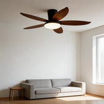 ventilateur moderne noir bois foncé simple silencieux led controle mural traditionnel garantie