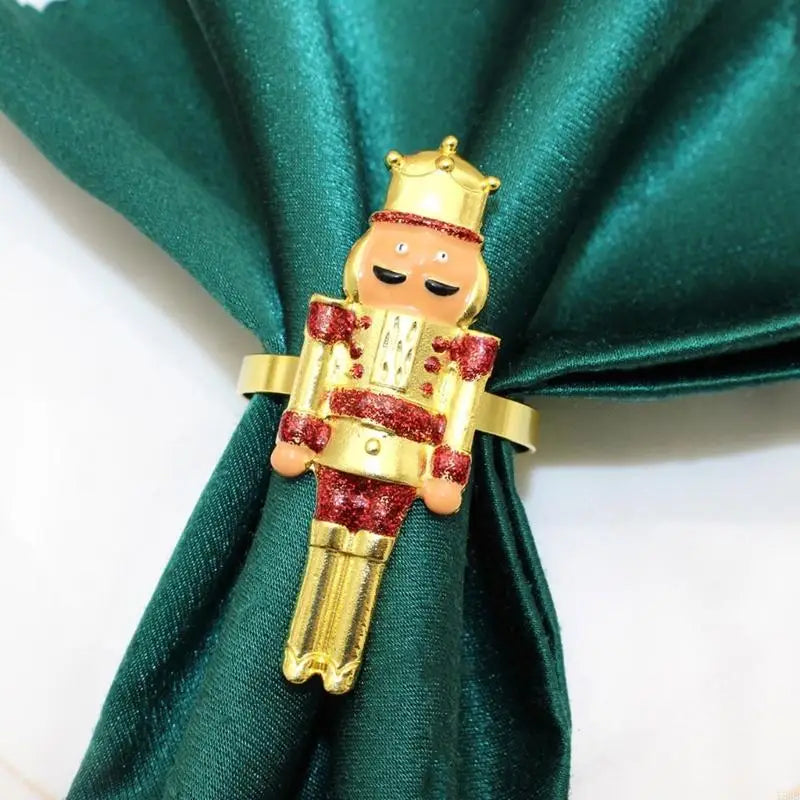anneaux decoratifs noel soldats pate sucre or rouge vert blanc bleu festive decoration metale