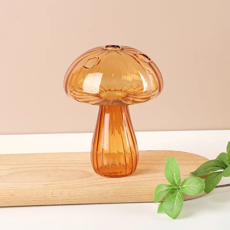 vase champignon transparent moderne rouge vert rose marron jaune