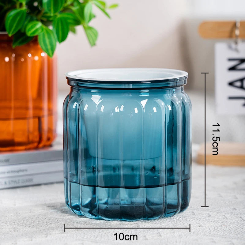 cache pot transparent moderne pot plante maison beige orange bleu