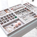 boîtes bijoux velours gris moderne storage ornement colliers boucles doreilles bagues bracelets