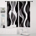 rideau moderne panneaux polyester noir blanc gris rayures ondulées salon chambre coucher
