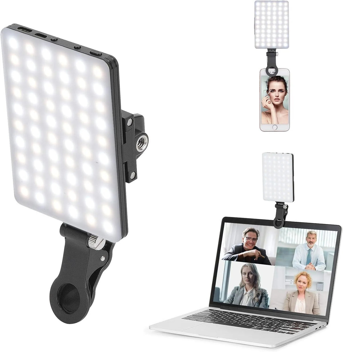 lampe led portable blanche moderne clip avant diffusion direct brightness buttons charge interfaces