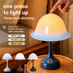 lampe chevet sans fil led rechargeable tactile bleu rose blanc moderne abatjour champignon chambre