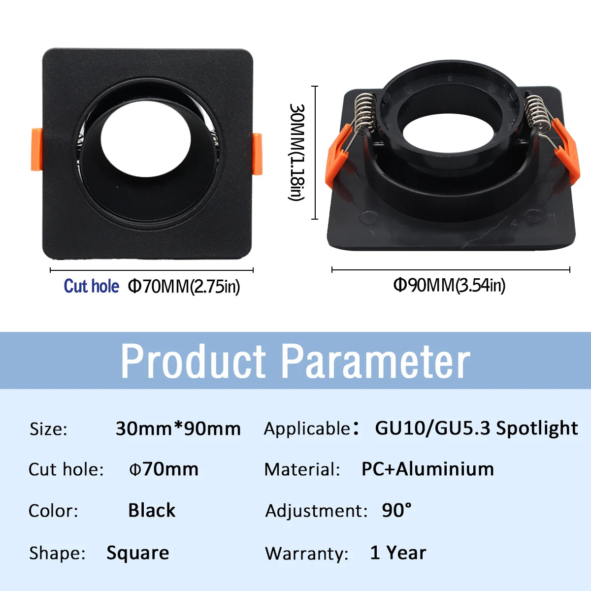 supports lampe led blanc noir clips modernes gu10 gu5.3 carré rond câble électrique